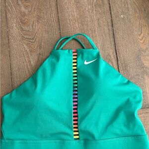 Nike Teal Halter bra with Multicolor Stripe